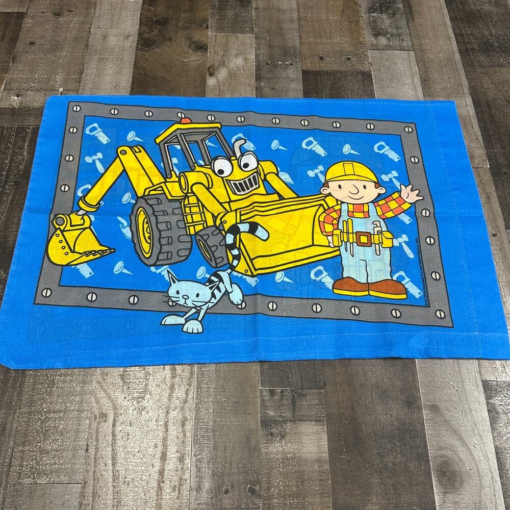 Vintage 2001 Double Sided Bob the Builder Pillow Case Standard Size